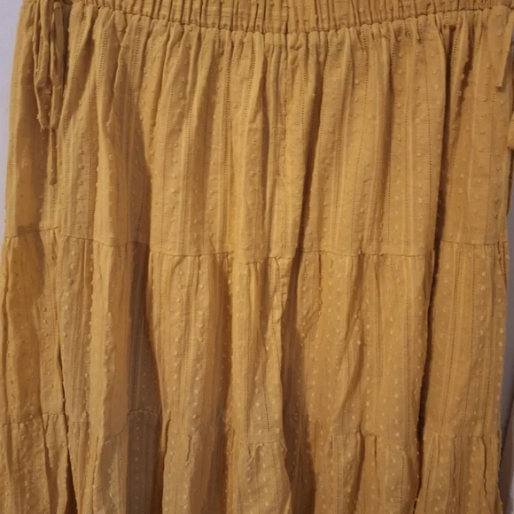 Lost + Wander: Yellow Boho Tiered Cotton Skirt, Elastic Waist Zip Close. Size 2x - Picture 4 of 5